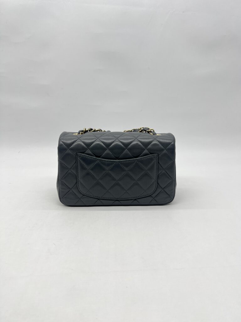 Chanel Mini Rectangel Classic Lambskin Grey GHW