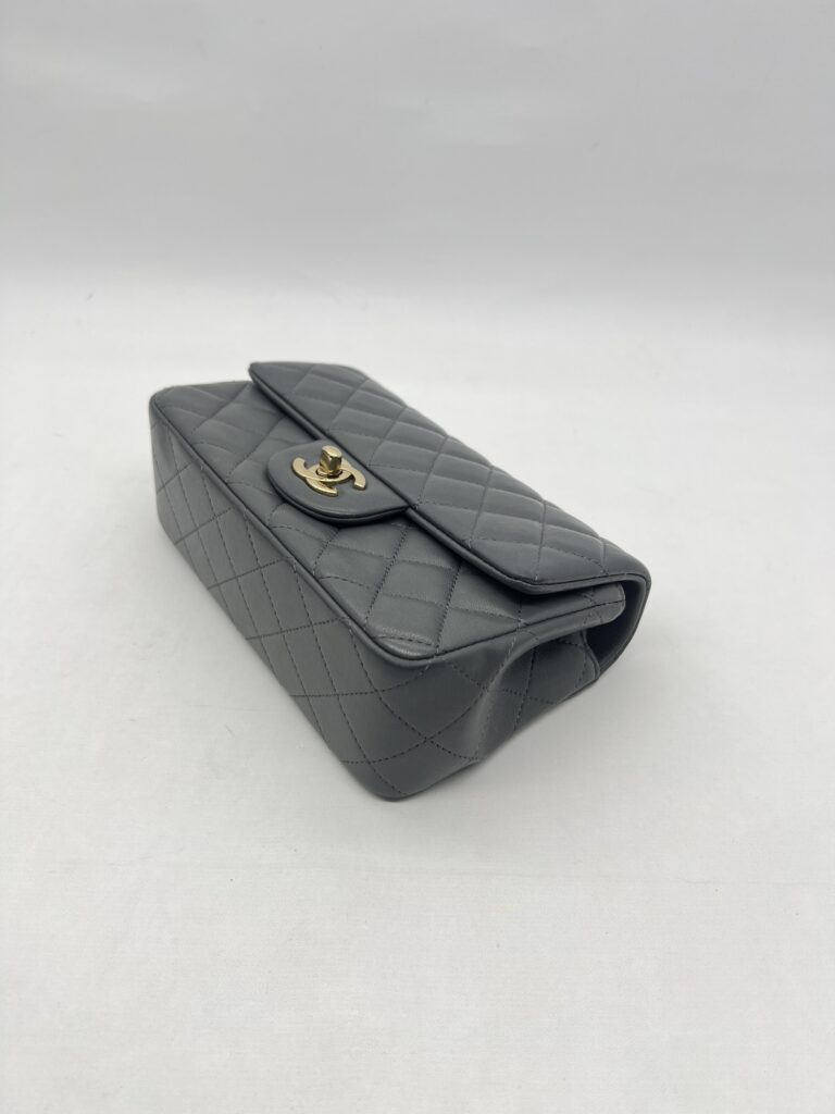 Chanel Mini Rectangel Classic Lambskin Grey GHW