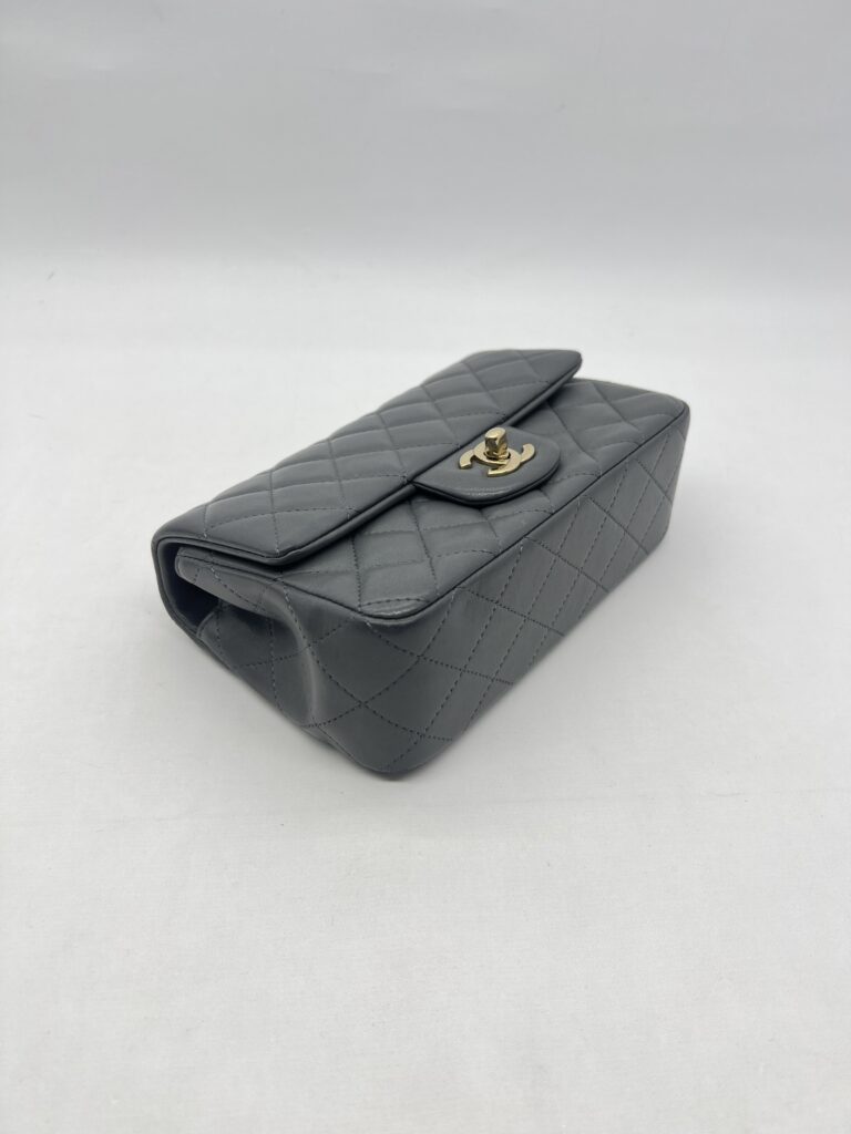 Chanel Mini Rectangel Classic Lambskin Grey GHW