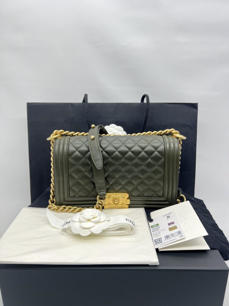 Chanel Boy 25 Lambskin Dark Green GHW