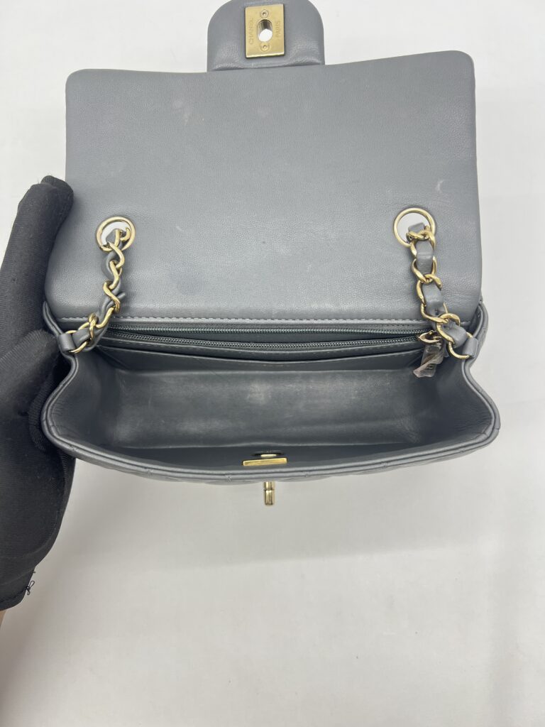 Chanel Mini Rectangel Classic Lambskin Grey GHW