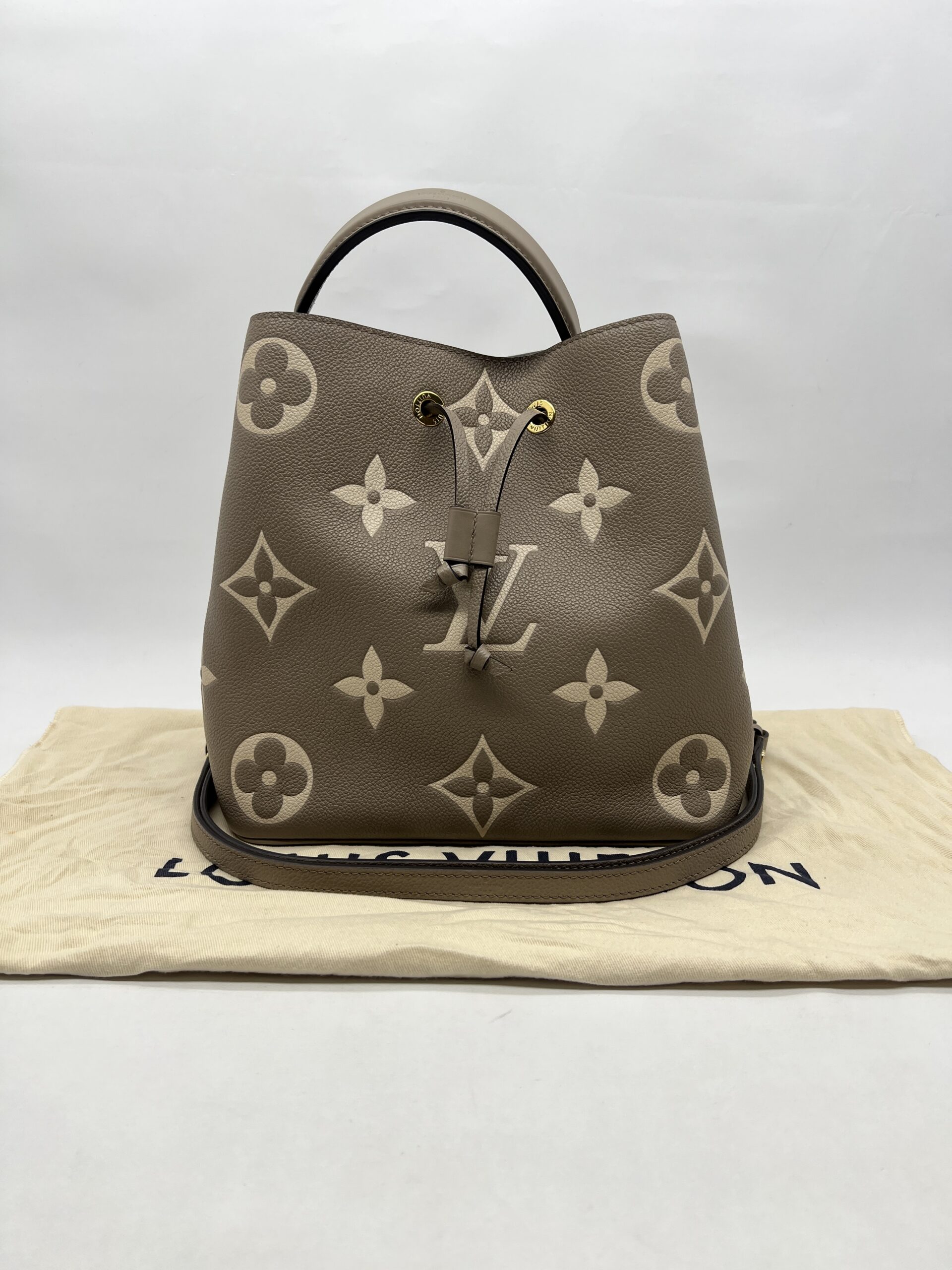 Louis Vuitton Neo Neo Monogram Empreinte Tourterelle Creme GHW