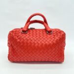 Bottega Veneta Mini Boston Intrecciato Red Orange BHW