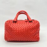 Bottega Veneta Mini Boston Intrecciato Red Orange BHW