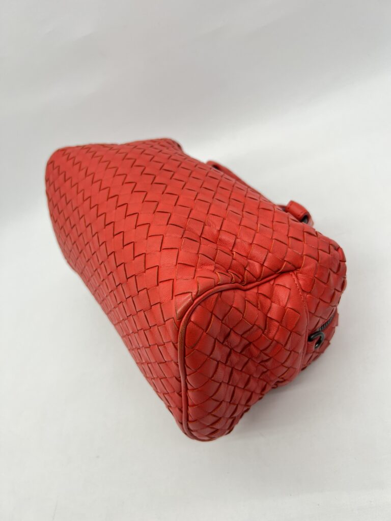 Bottega Veneta Mini Boston Intrecciato Red Orange BHW