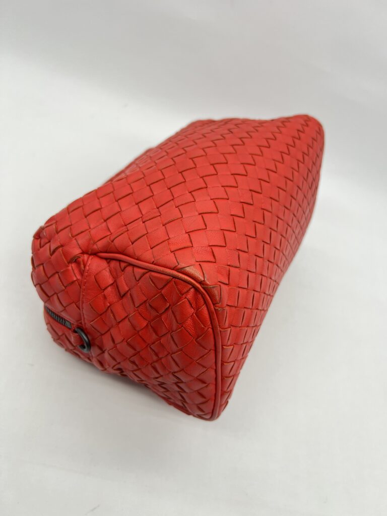 Bottega Veneta Mini Boston Intrecciato Red Orange BHW