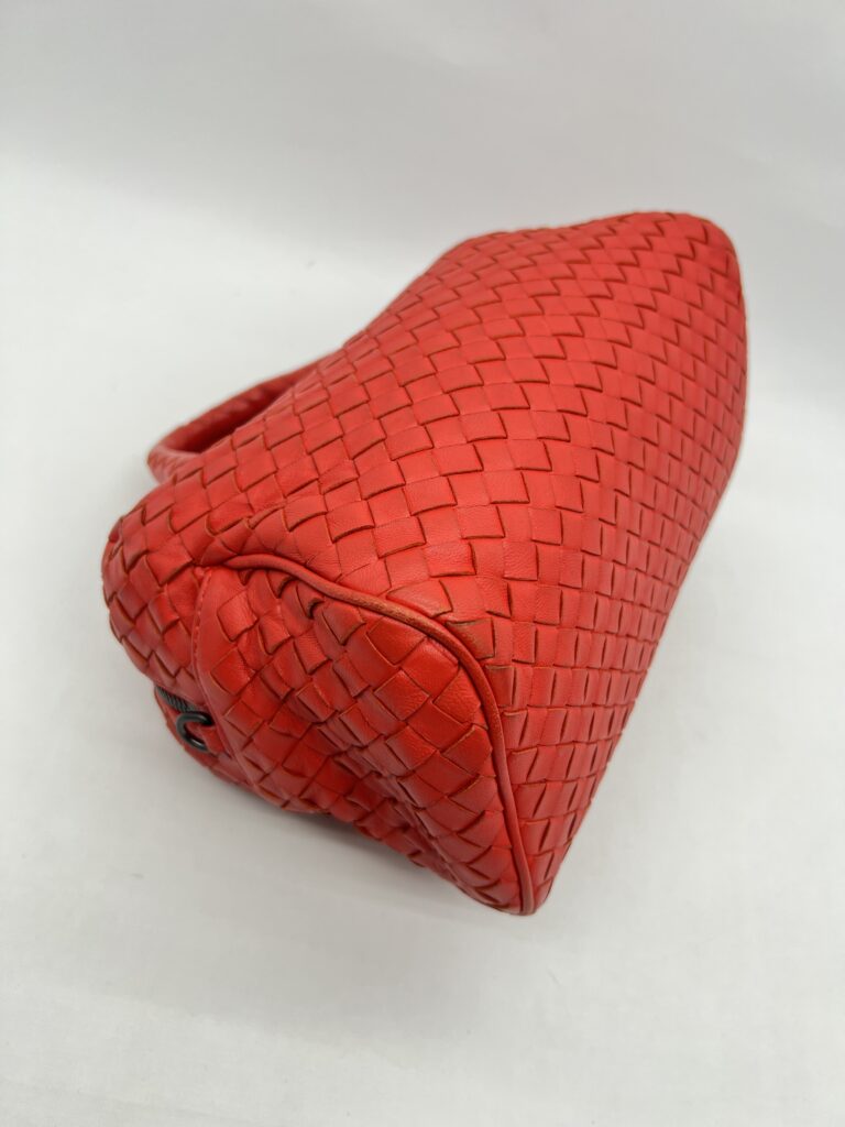 Bottega Veneta Mini Boston Intrecciato Red Orange BHW
