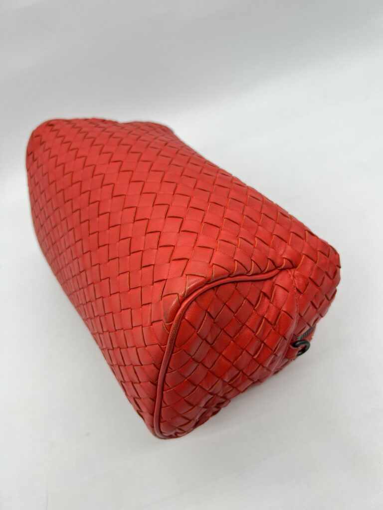 Bottega Veneta Mini Boston Intrecciato Red Orange BHW