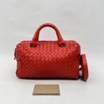 Bottega Veneta Mini Boston Intrecciato Red Orange BHW