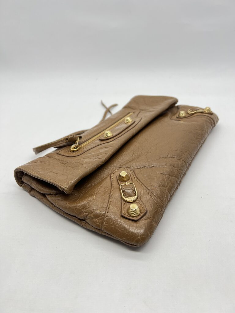 Balenciaga Giant Envelope Clutch Agneau Caramel GHW