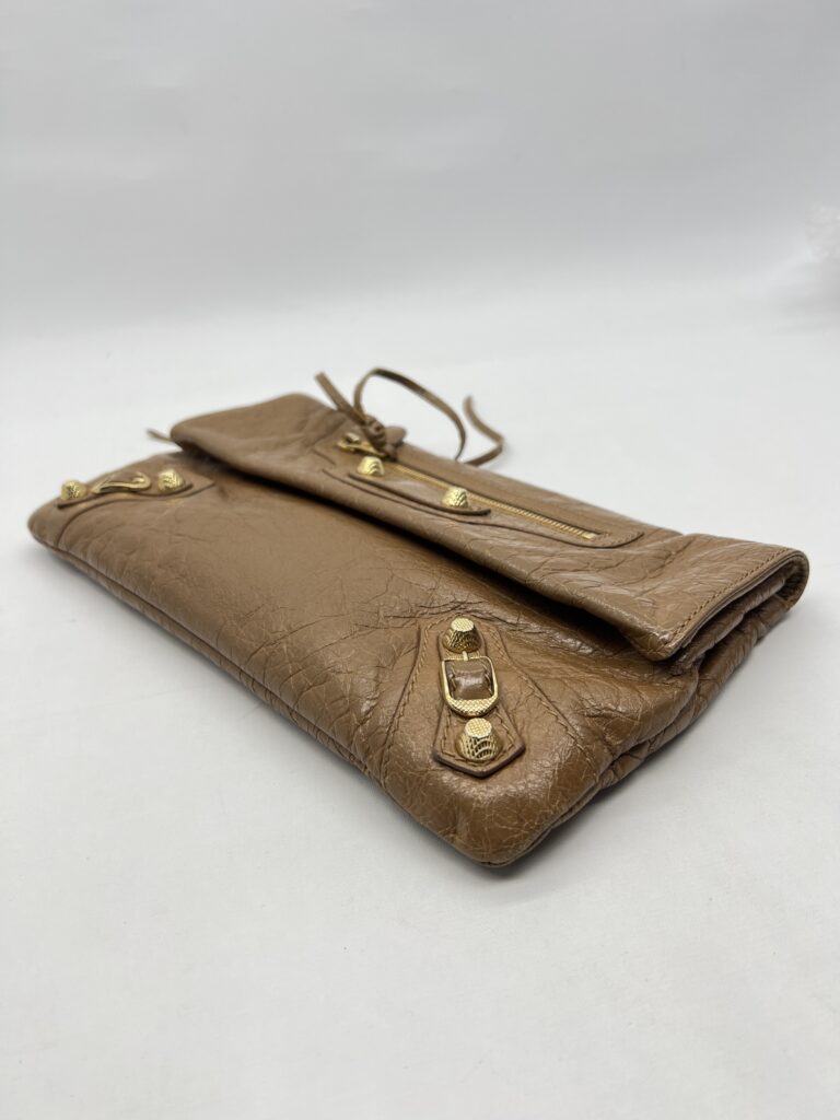Balenciaga Giant Envelope Clutch Agneau Caramel GHW