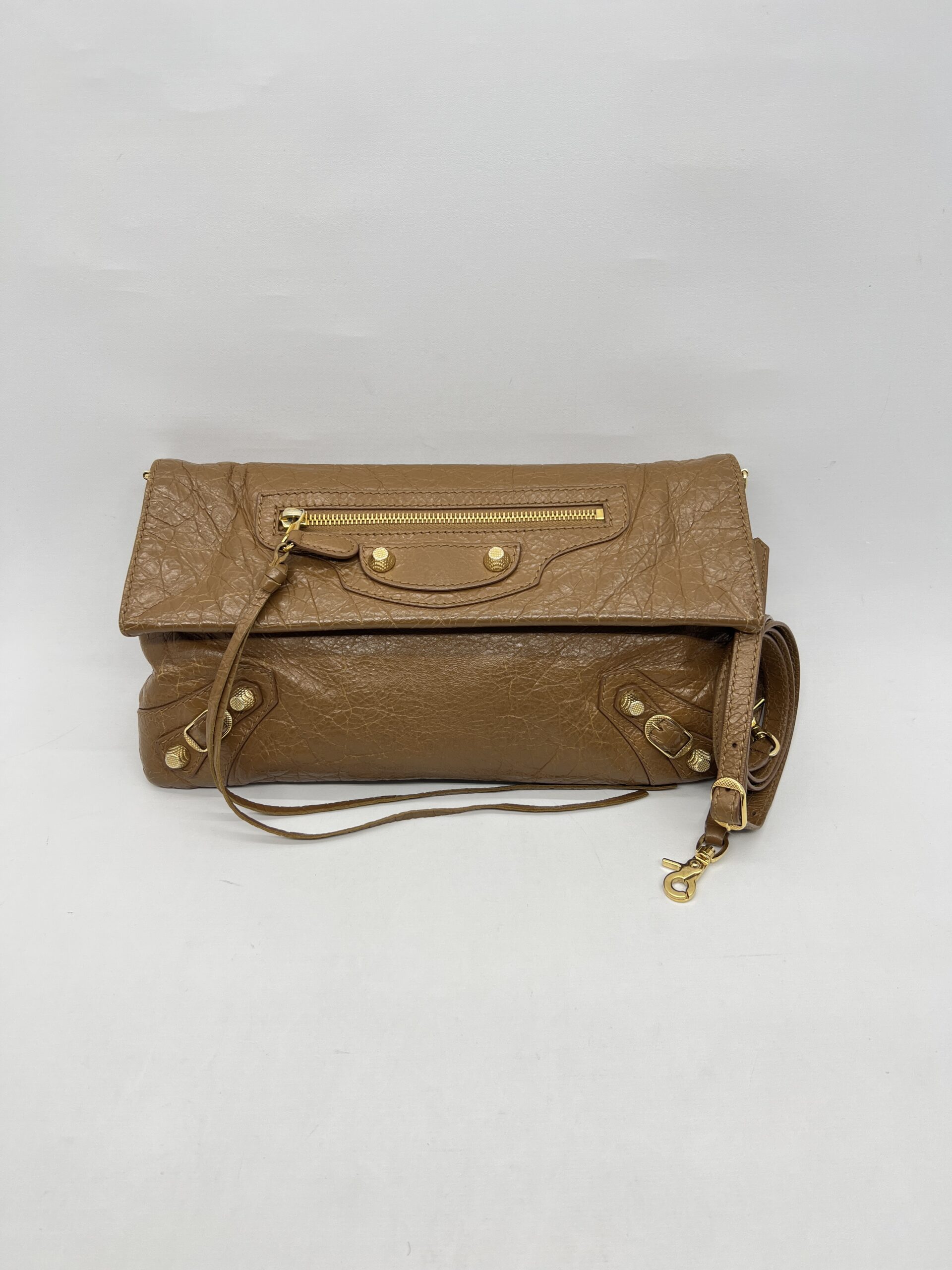 Balenciaga Giant Envelope Clutch Agneau Caramel GHW