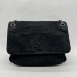Saint Laurent Niki Large Nubuck Croco Black RHW