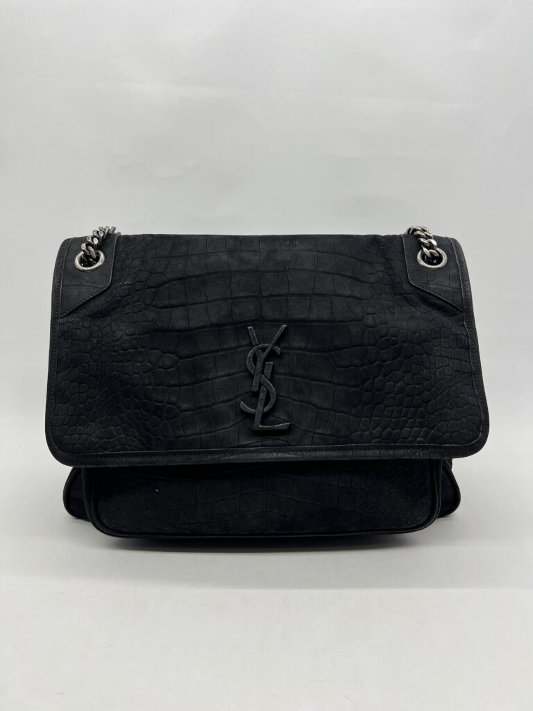 Saint Laurent Niki Large Nubuck Croco Black RHW