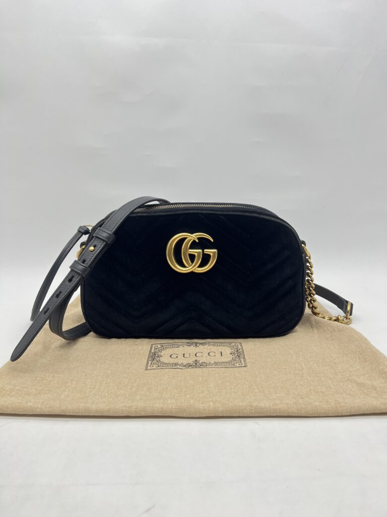 Gucci Marmont Camera Small Velvet Black GHW