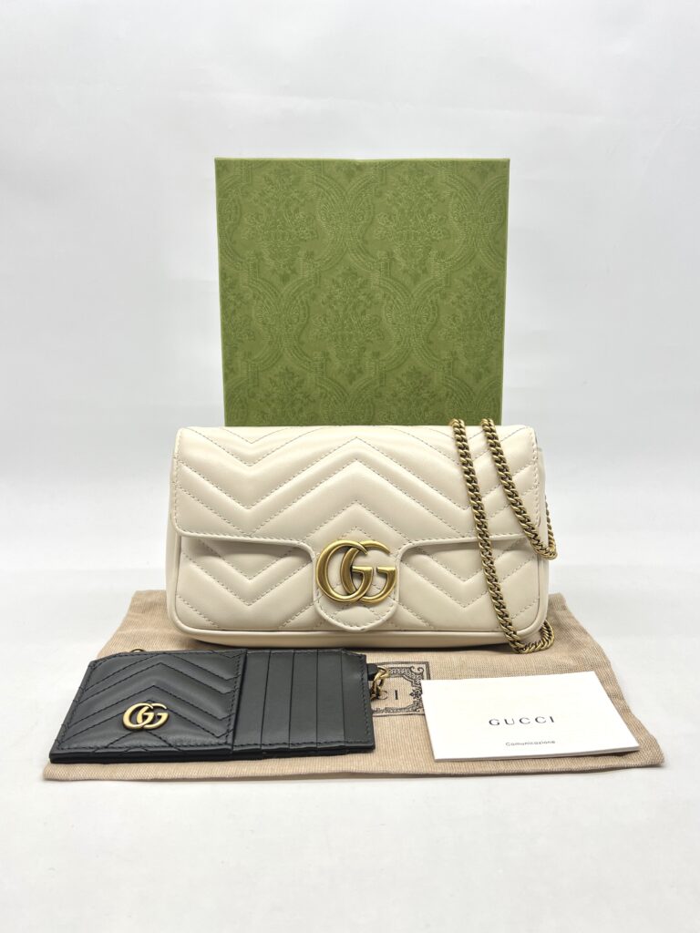 Gucci GG Marmont Mini White Matelasse GHW