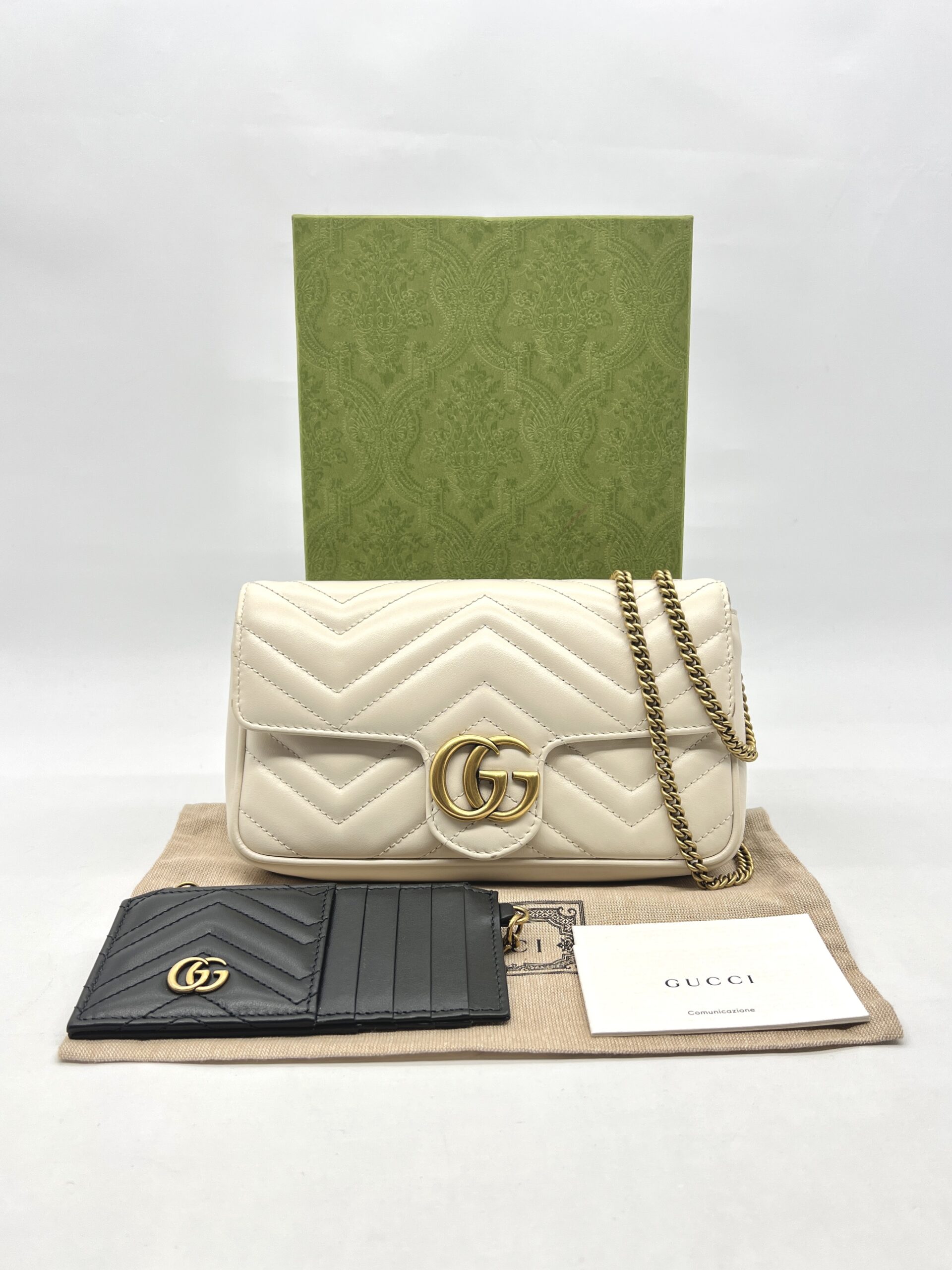 Gucci GG Marmont Mini White Matelasse GHW