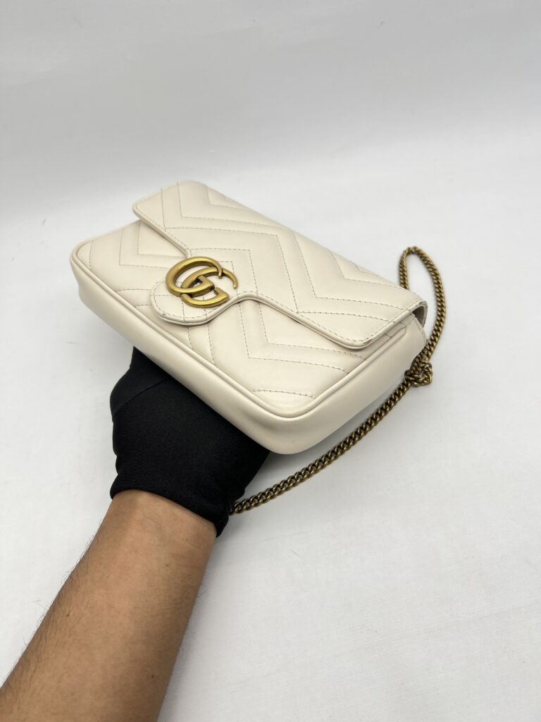Gucci GG Marmont Mini White Matelasse GHW