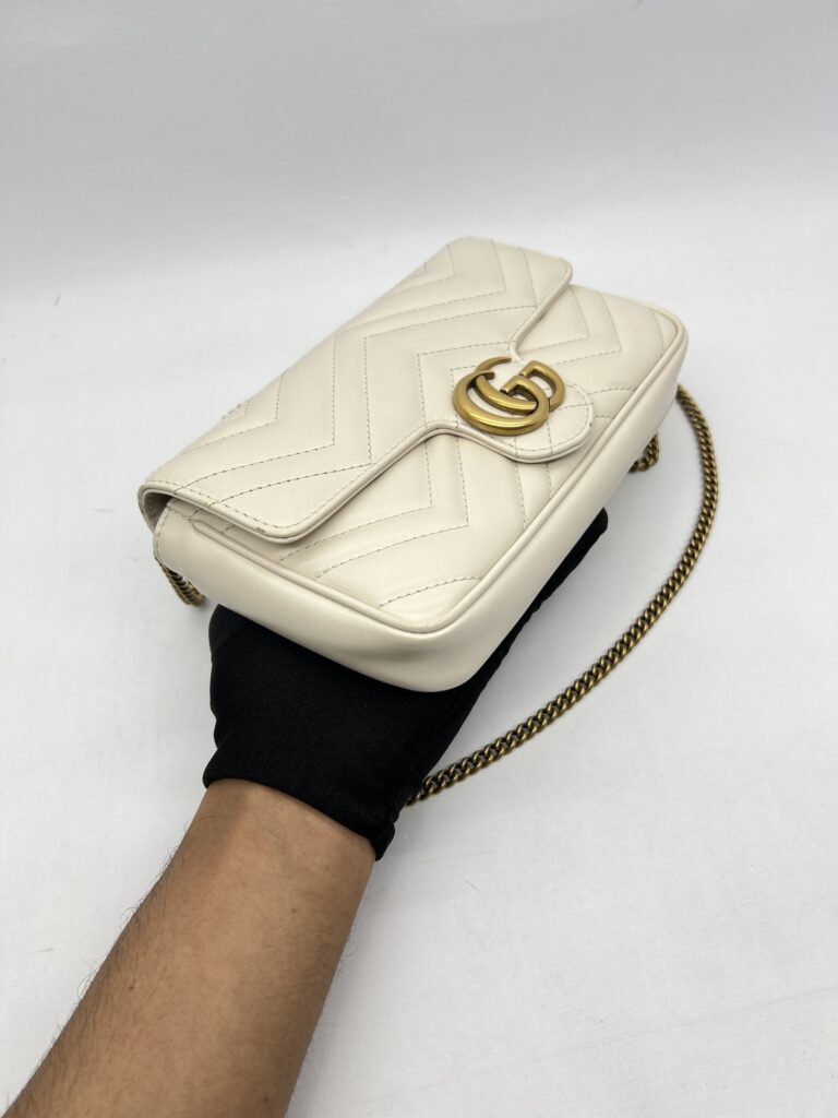 Gucci GG Marmont Mini White Matelasse GHW