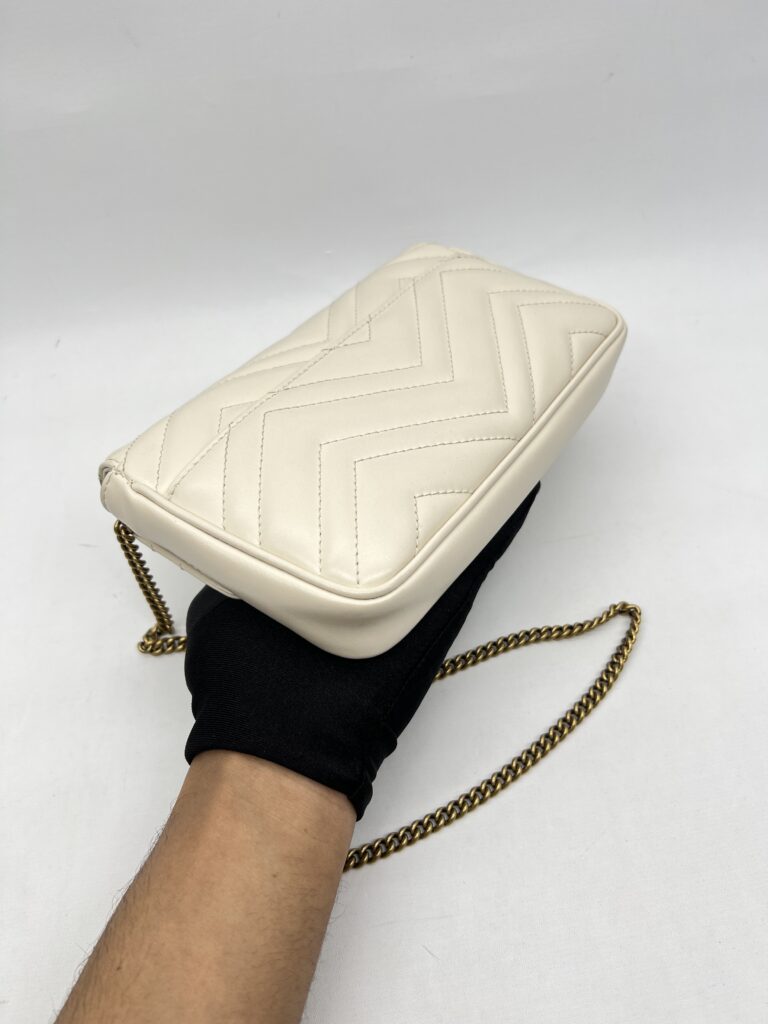 Gucci GG Marmont Mini White Matelasse GHW
