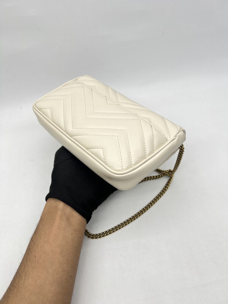 Gucci GG Marmont Mini White Matelasse GHW