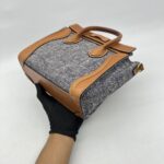 Celine Nano Luggage Canvas Navy Leather Tan GHW