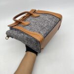 Celine Nano Luggage Canvas Navy Leather Tan GHW