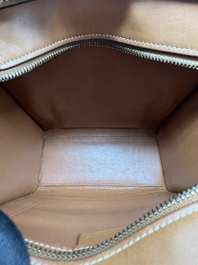 Celine Nano Luggage Canvas Navy Leather Tan GHW
