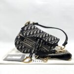 Dior Saddle Medium Canvas Blue Oblique GHW