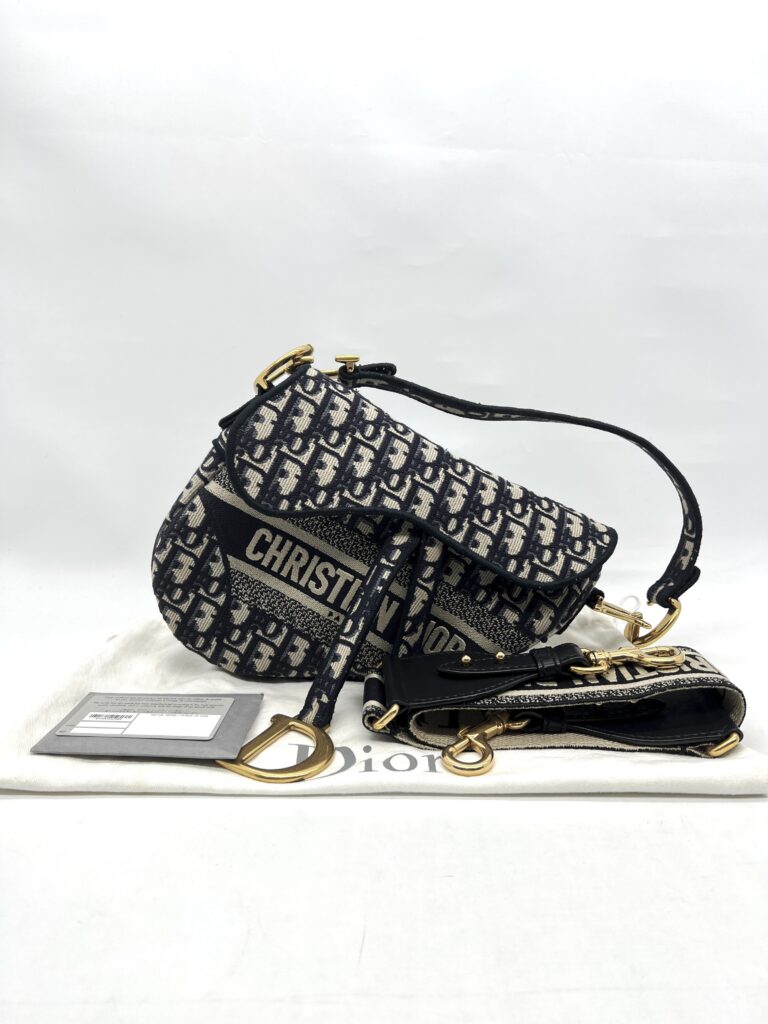 Dior Saddle Medium Canvas Blue Oblique GHW