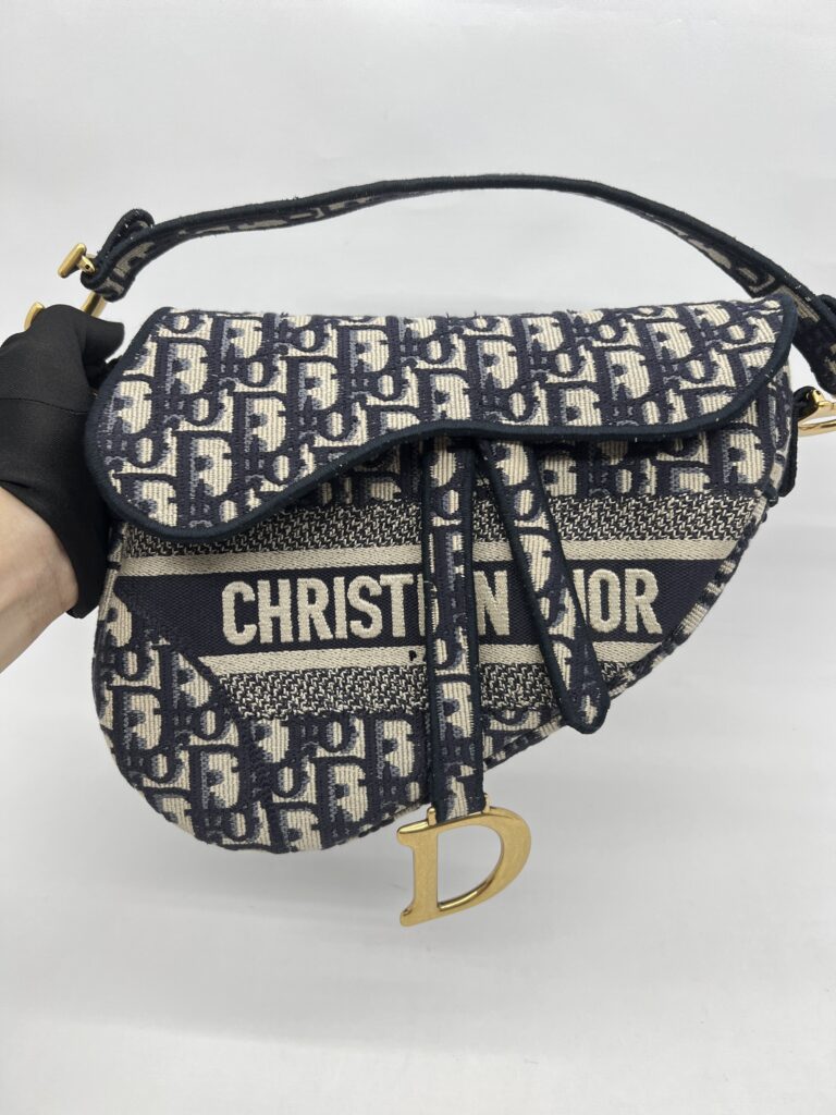 Dior Saddle Medium Canvas Blue Oblique GHW