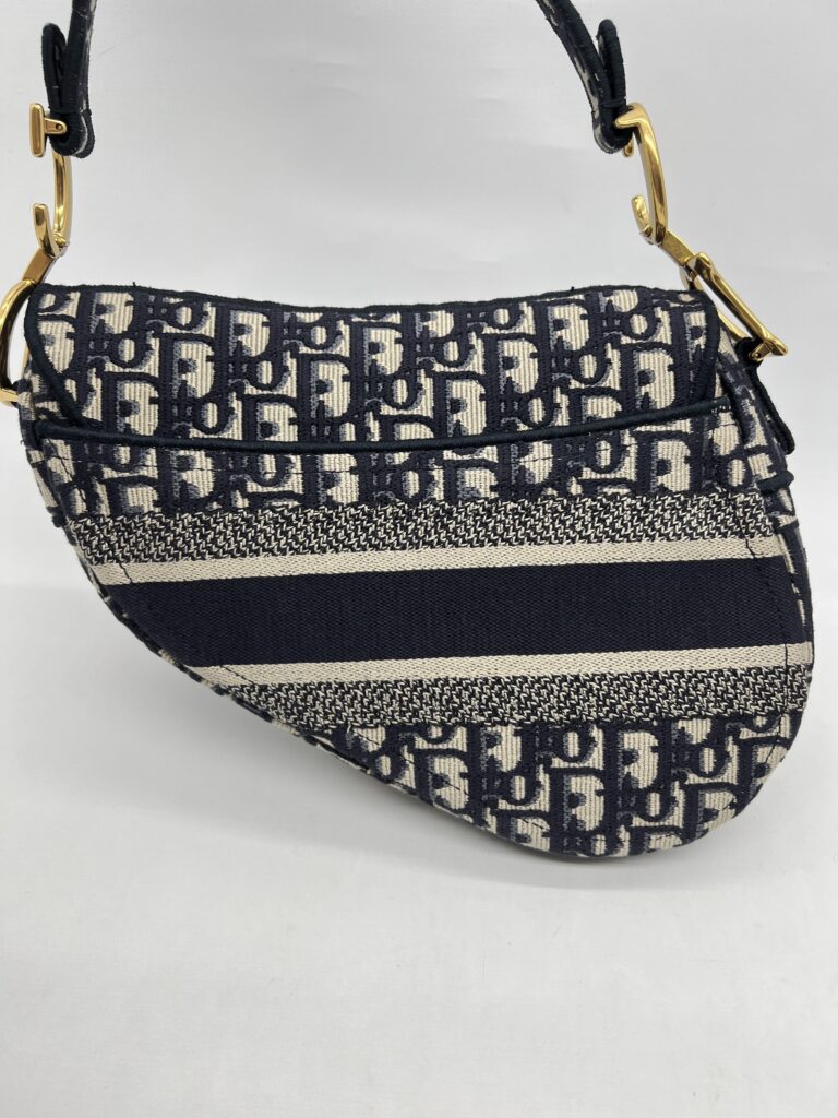 Dior Saddle Medium Canvas Blue Oblique GHW
