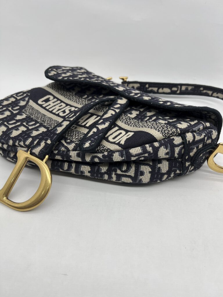 Dior Saddle Medium Canvas Blue Oblique GHW