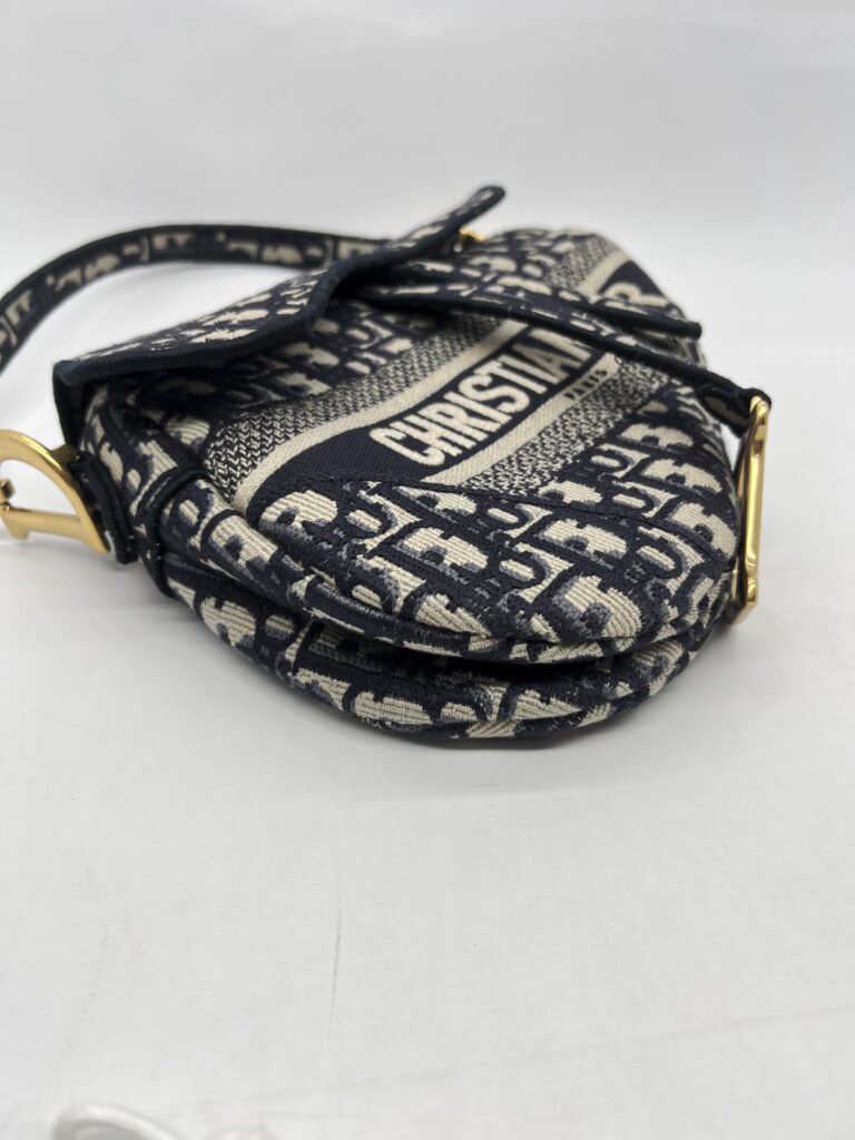 Dior Saddle Medium Canvas Blue Oblique GHW