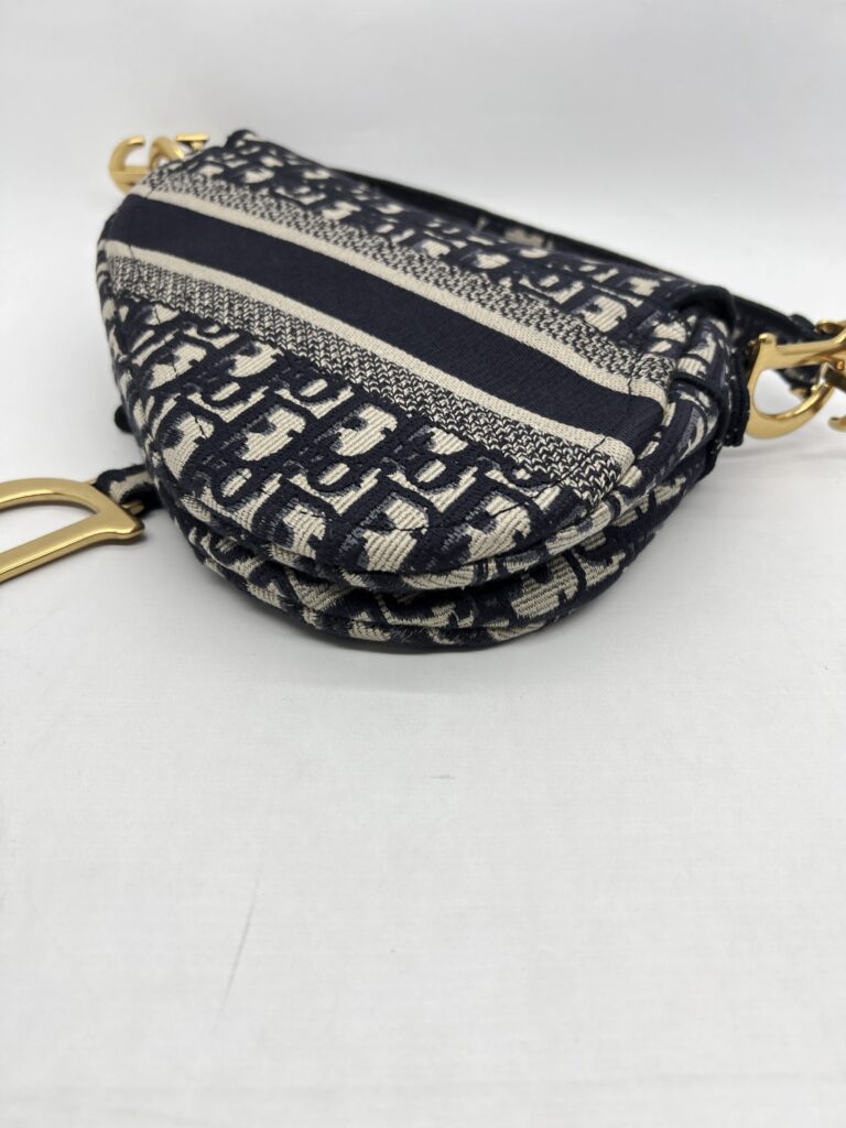 Dior Saddle Medium Canvas Blue Oblique GHW