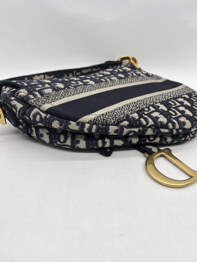 Dior Saddle Medium Canvas Blue Oblique GHW