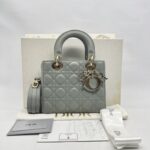 Dior Lady Dior Small Lambskin Grey Stone GHW