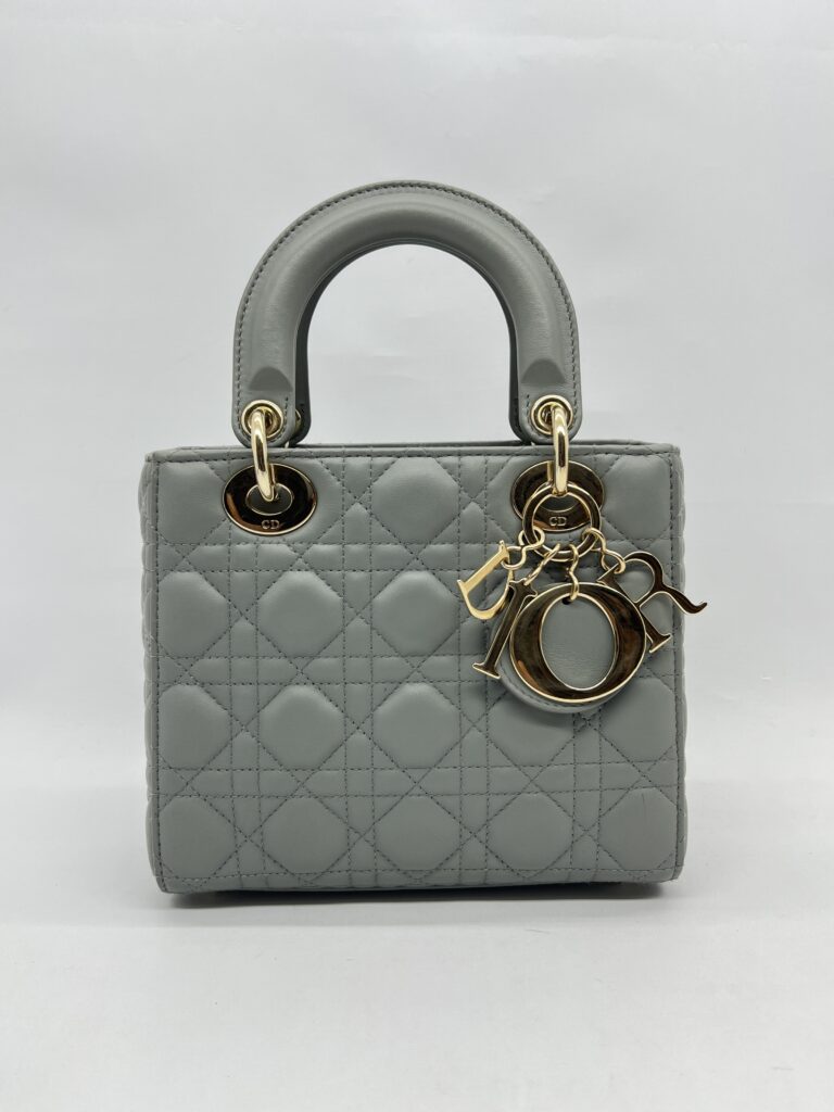 Dior Lady Dior Small Lambskin Grey Stone GHW