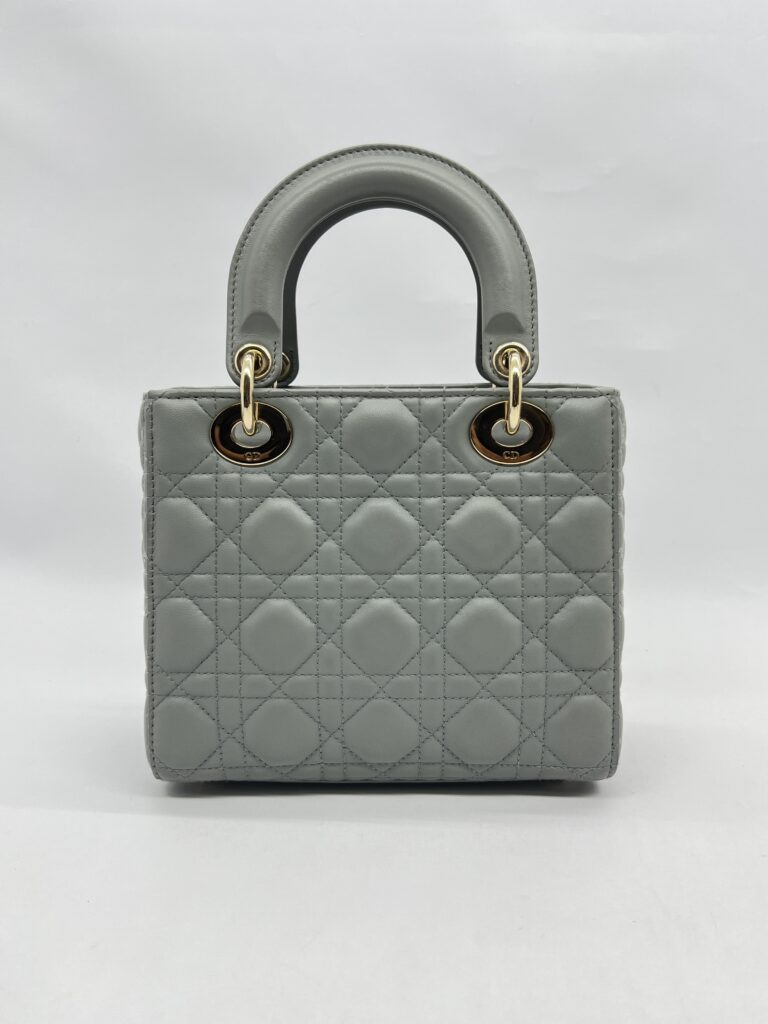 Dior Lady Dior Small Lambskin Grey Stone GHW