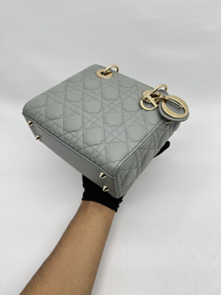Dior Lady Dior Small Lambskin Grey Stone GHW