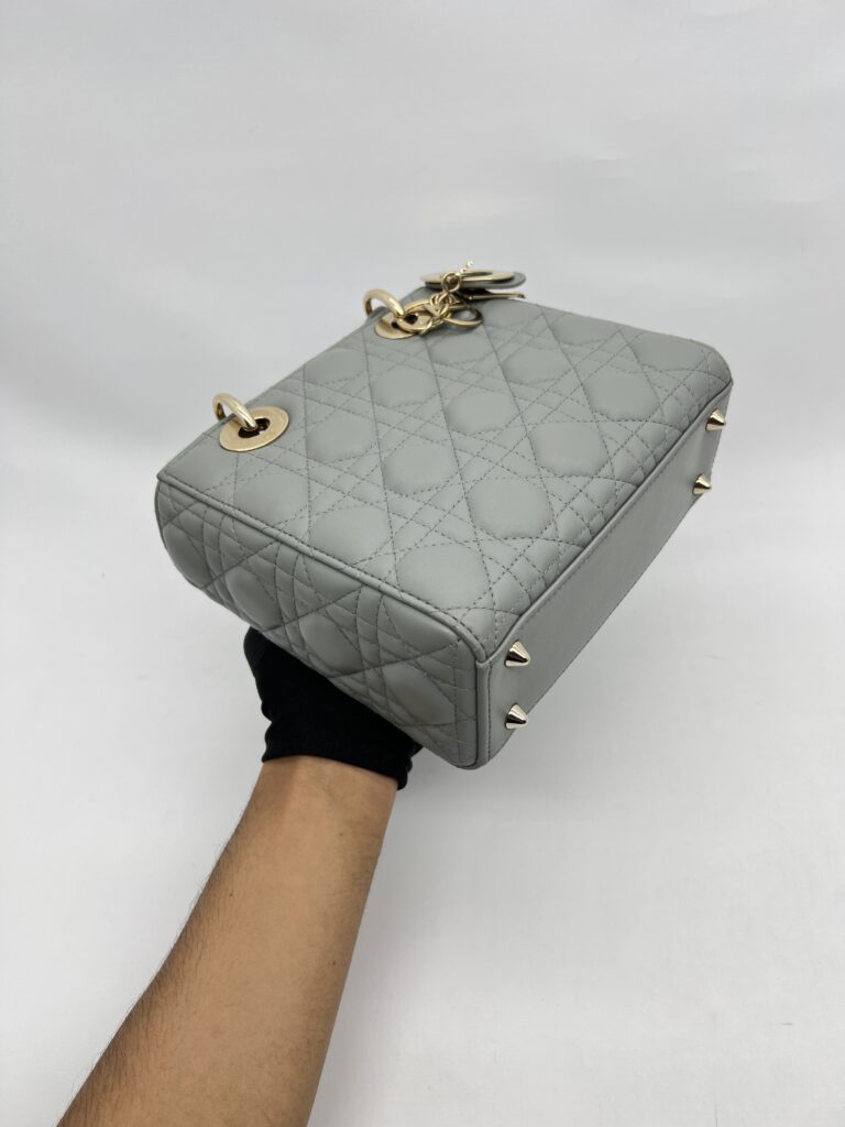Dior Lady Dior Small Lambskin Grey Stone GHW