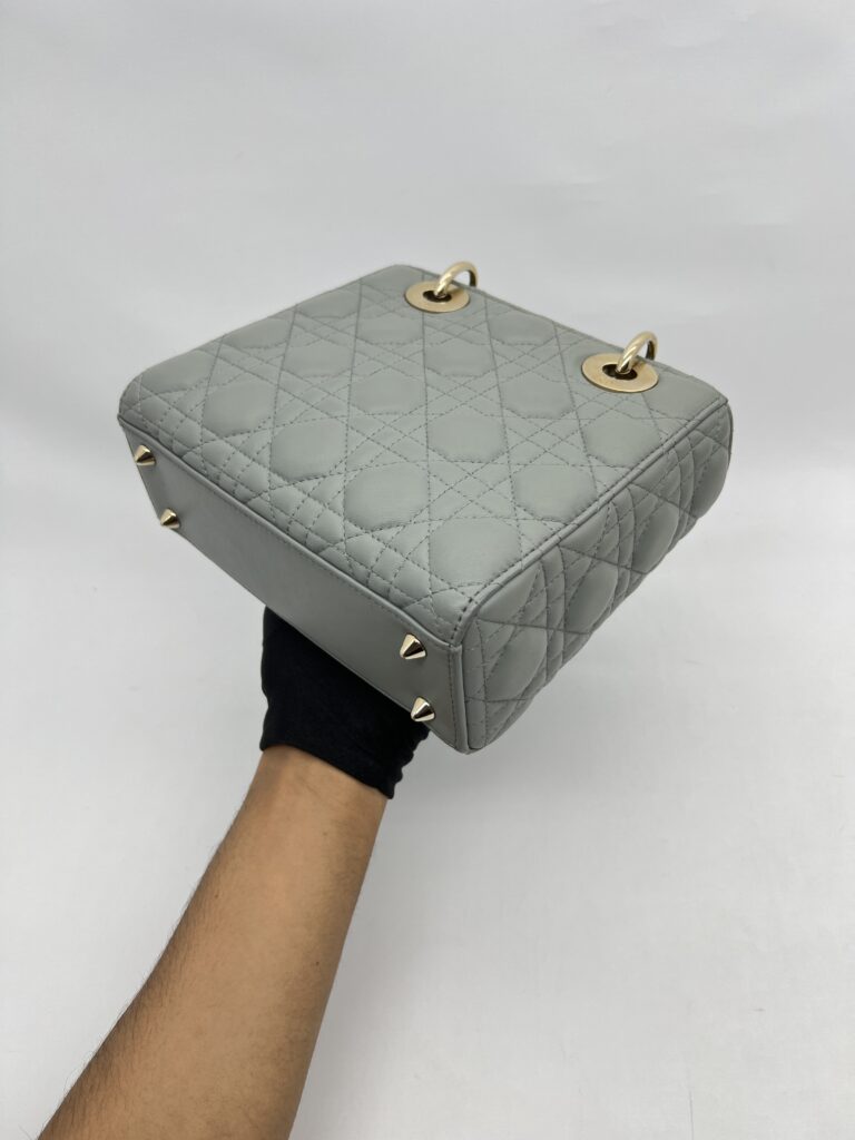 Dior Lady Dior Small Lambskin Grey Stone GHW