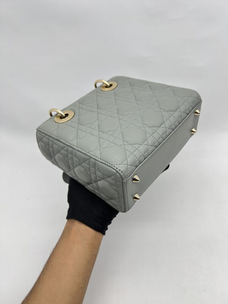 Dior Lady Dior Small Lambskin Grey Stone GHW