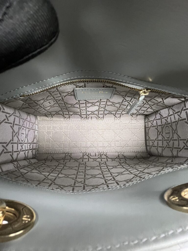 Dior Lady Dior Small Lambskin Grey Stone GHW