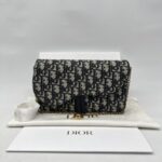 Dior Saddle Pouch With Chain Canvas Blue Oblique GHW