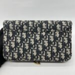Dior Saddle Pouch With Chain Canvas Blue Oblique GHW