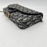 Dior Saddle Pouch With Chain Canvas Blue Oblique GHW