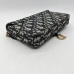 Dior Saddle Pouch With Chain Canvas Blue Oblique GHW