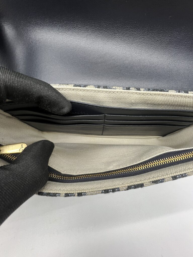 Dior Saddle Pouch With Chain Canvas Blue Oblique GHW