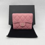 Chanel Classic Trifold Wallet Caviar Pink GHW